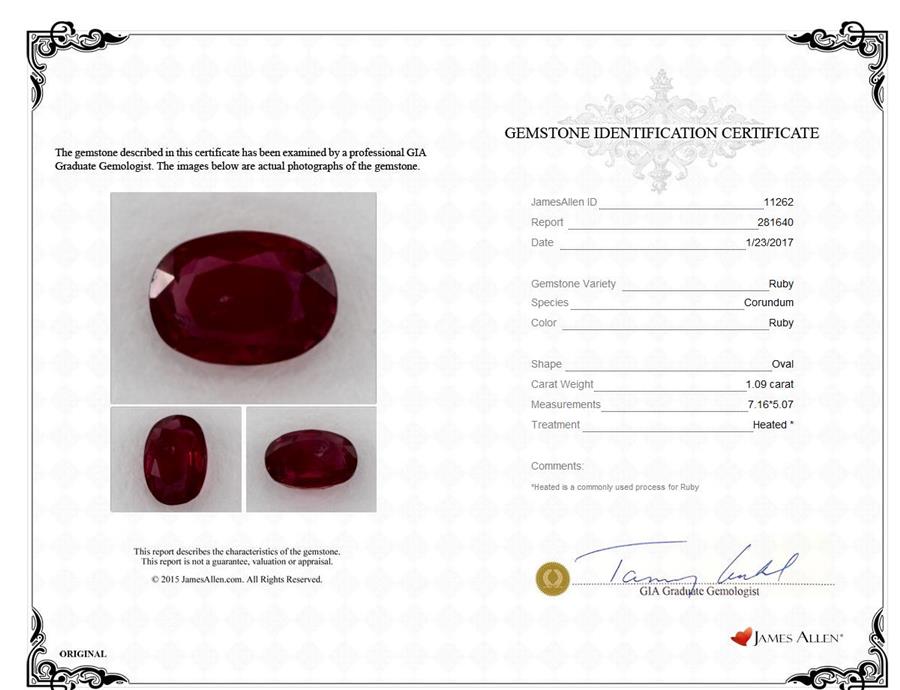 gemstones, red ruby, 1.09 carat oval sku 11262