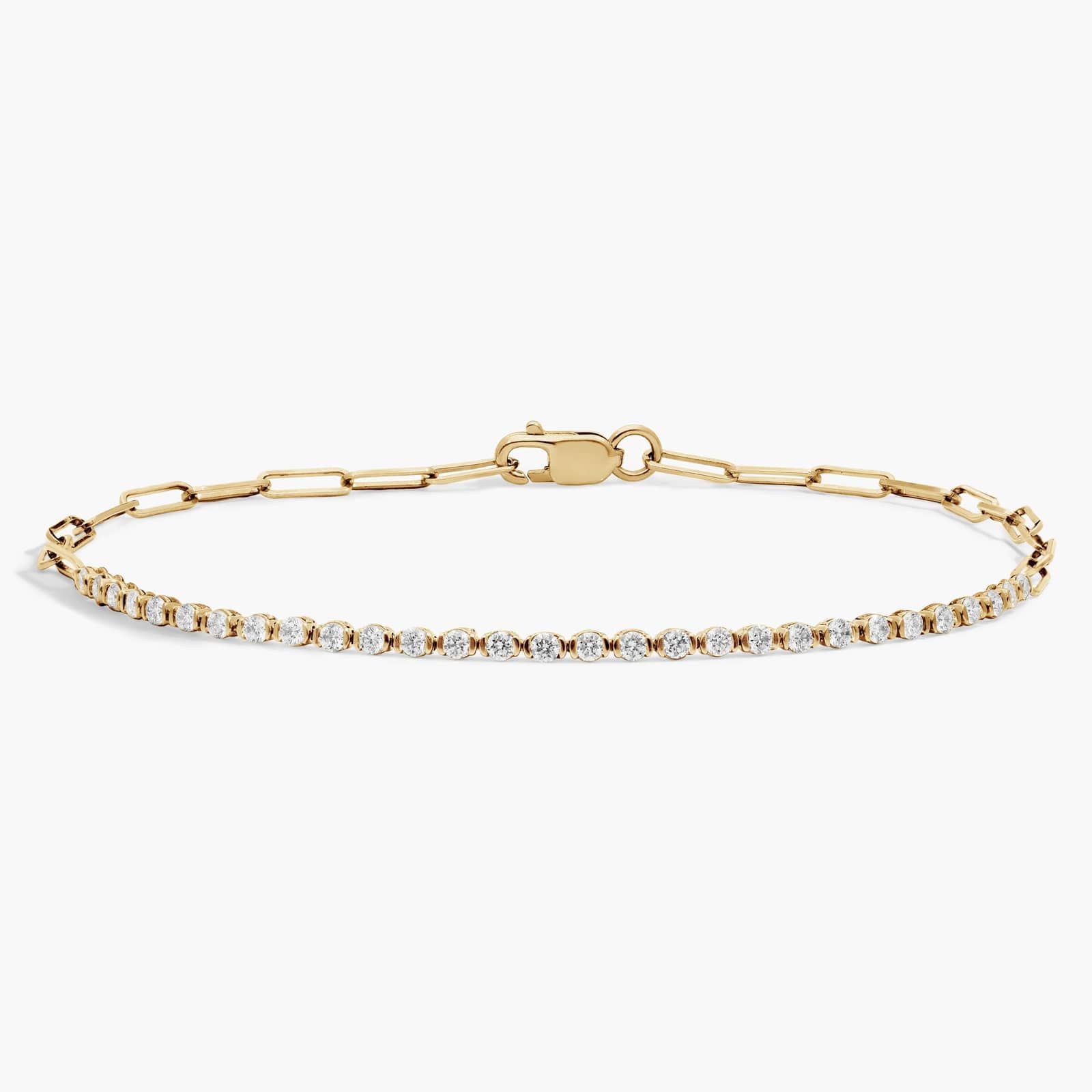 Mini Half Tennis Bracelet With 0.50 ctw Partial Bezel Round Lab-Grown Diamonds In 14k Yellow Gold
