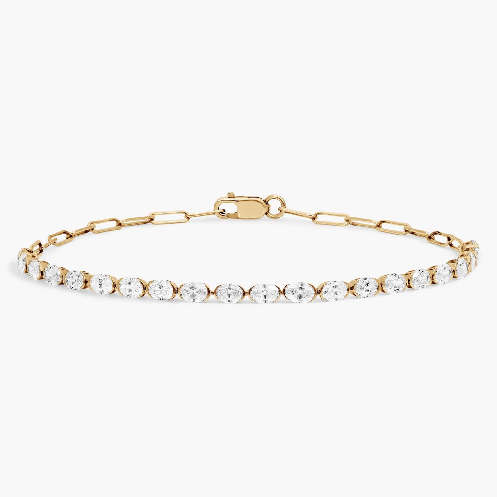 Mini Half Tennis Bracelet With 2 ctw Oval Cut Diamonds In 14k Yellow Gold