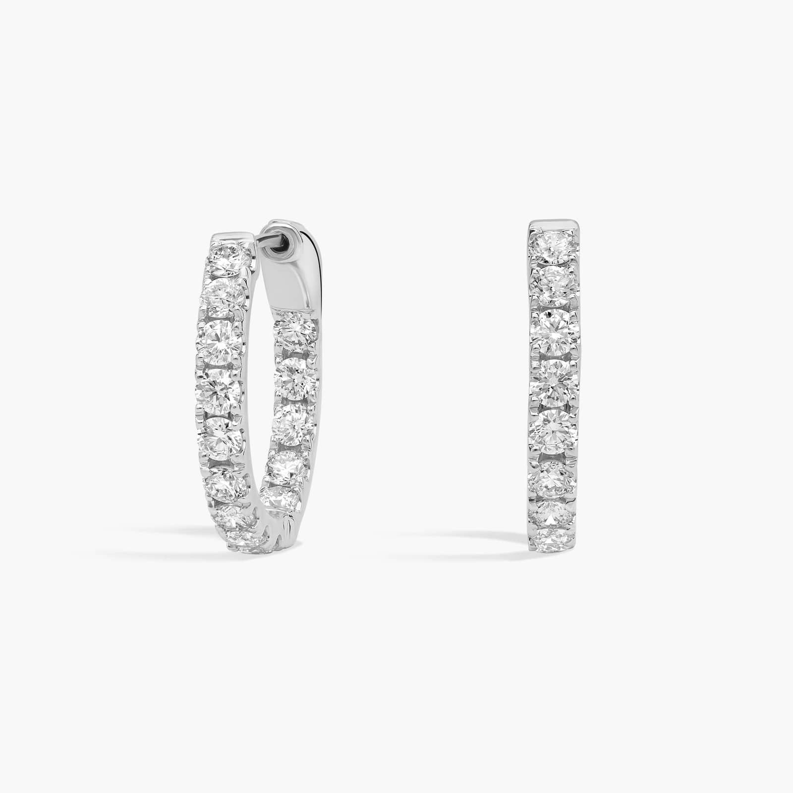 Inside Out Round Hoops, 1/2 Inch Diameter In 14k White Gold (1 ct. tw. - H-I / SI1-SI2)