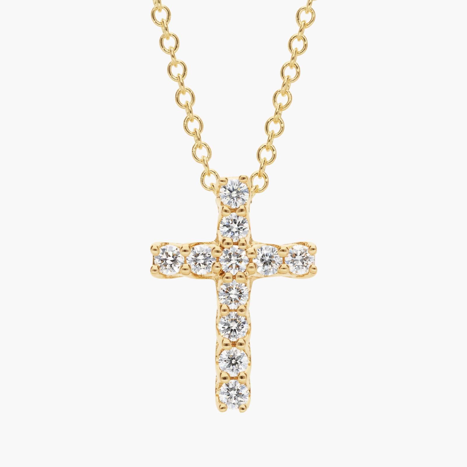 Tessere Diamond Cross Pendant Necklace In 14k Yellow Gold (1/4 ct. tw.)