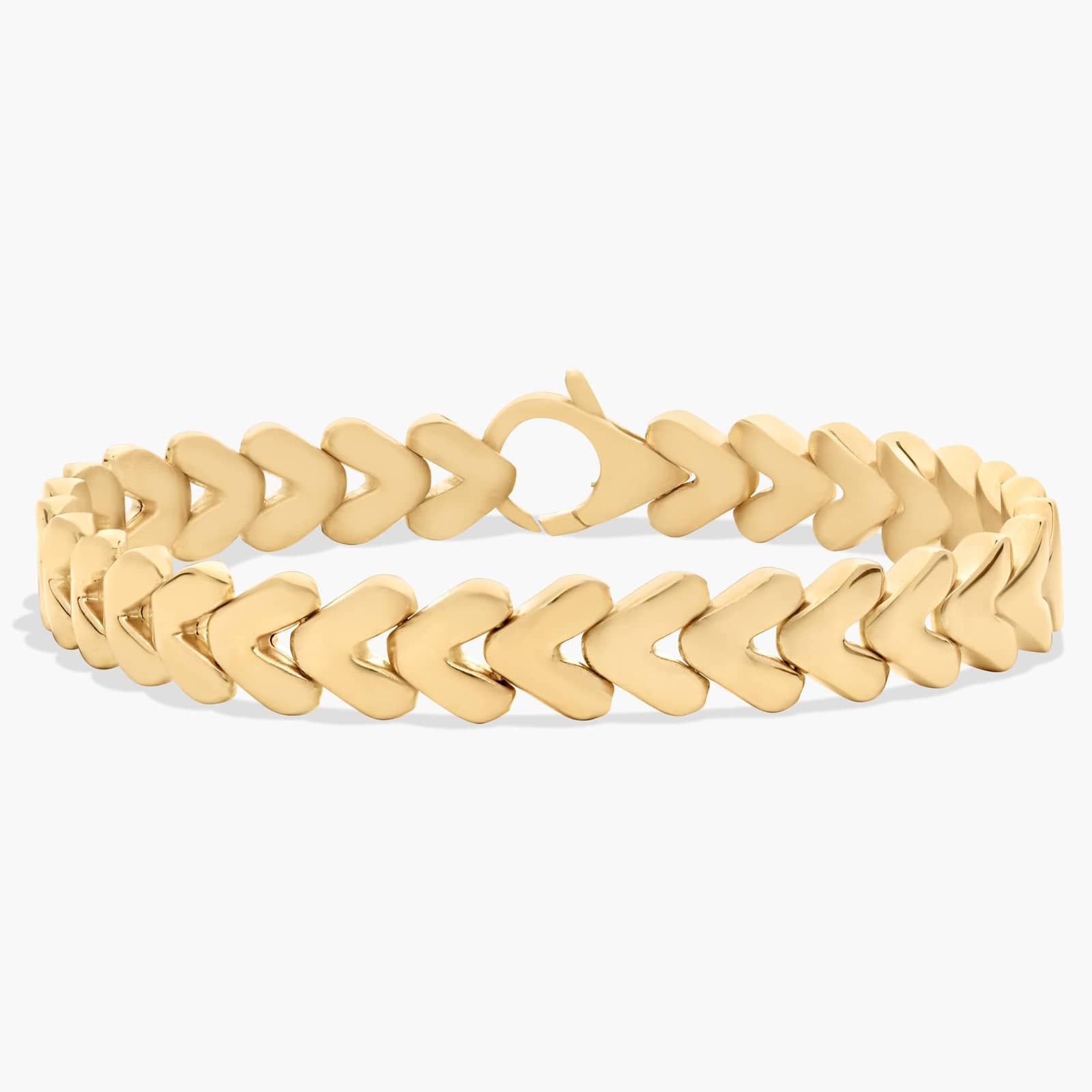 7.5" Chevron Link Bracelet In 14k Yellow Gold