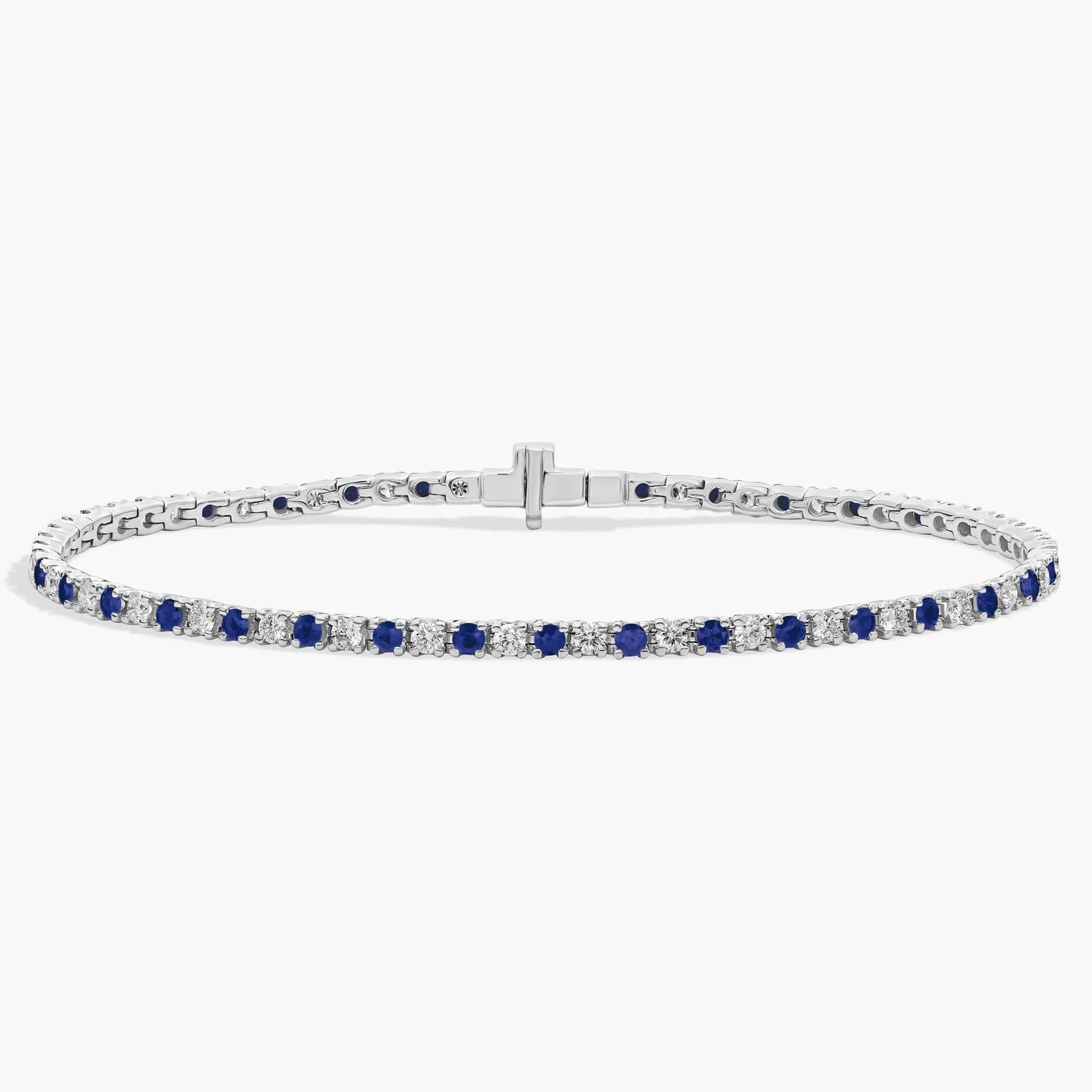 Luna Diamond and Sapphire Tennis Bracelet In 14k White Gold (1 ct. tw.)