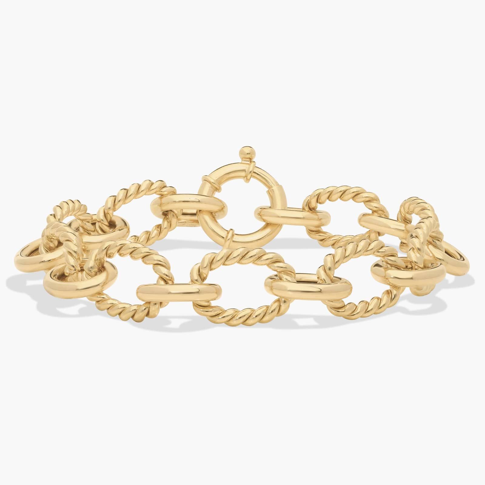 8" Twisted Oval Link Chain Bracelet In 14k Yellow Gold