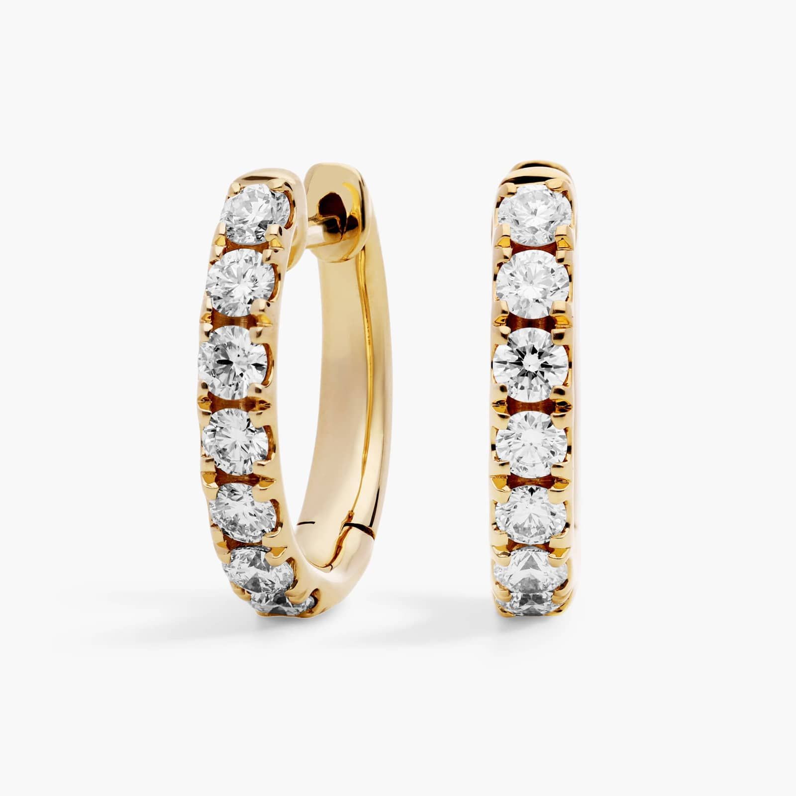 Riviera Diamond Front Facing Hoop Earrings 14k Yellow Gold (3/4 ct.tw)