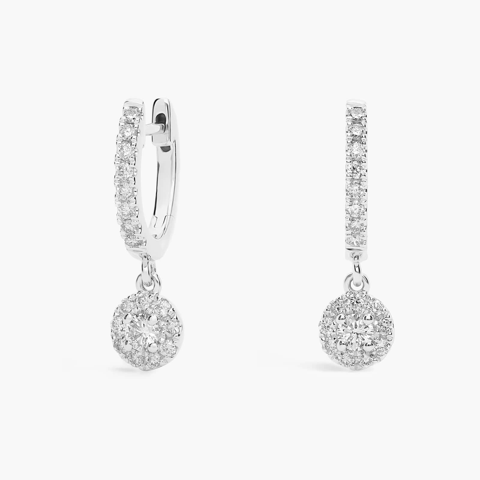 Classic Halo Drop Earrings In 14k White Gold (1/2 ct. tw.)