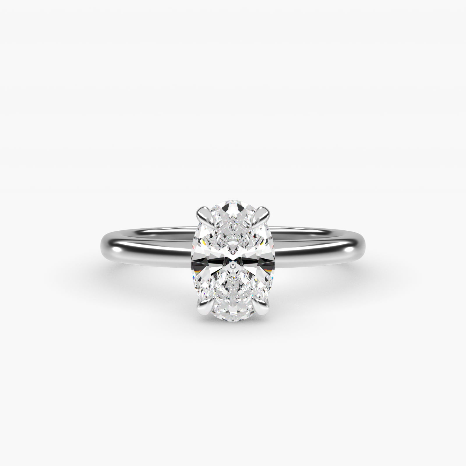 Oval Solitaire 1.5 CT Lab-Grown Engagement Ring in 14K White Gold