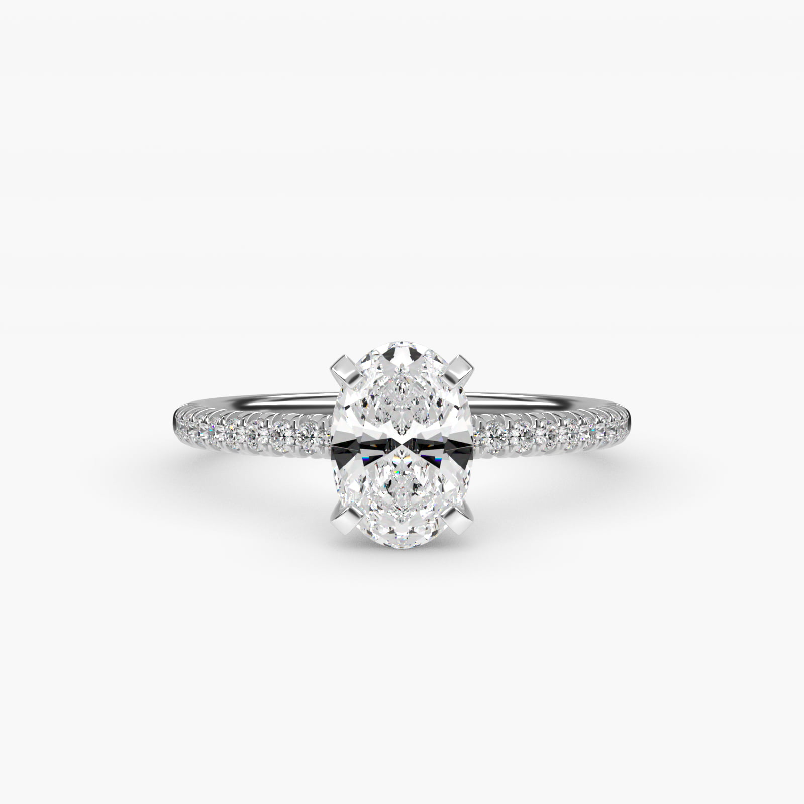 Oval Pave 1.5 CT Lab-Grown Engagement Ring in 14K White Gold