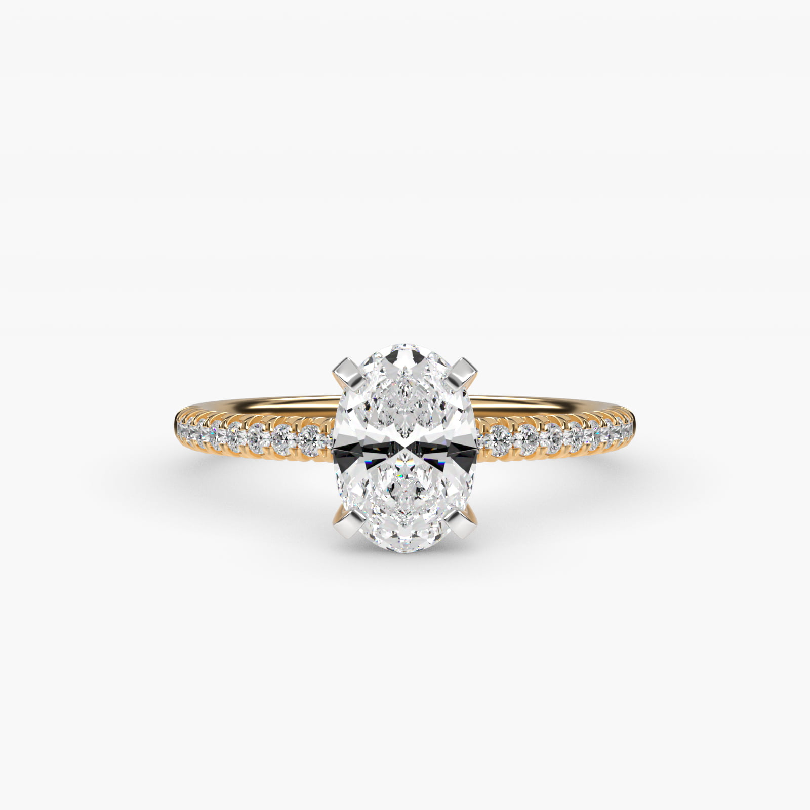 Oval Pave 1.5 CT Lab-Grown Engagement Ring in 14K Yellow Gold