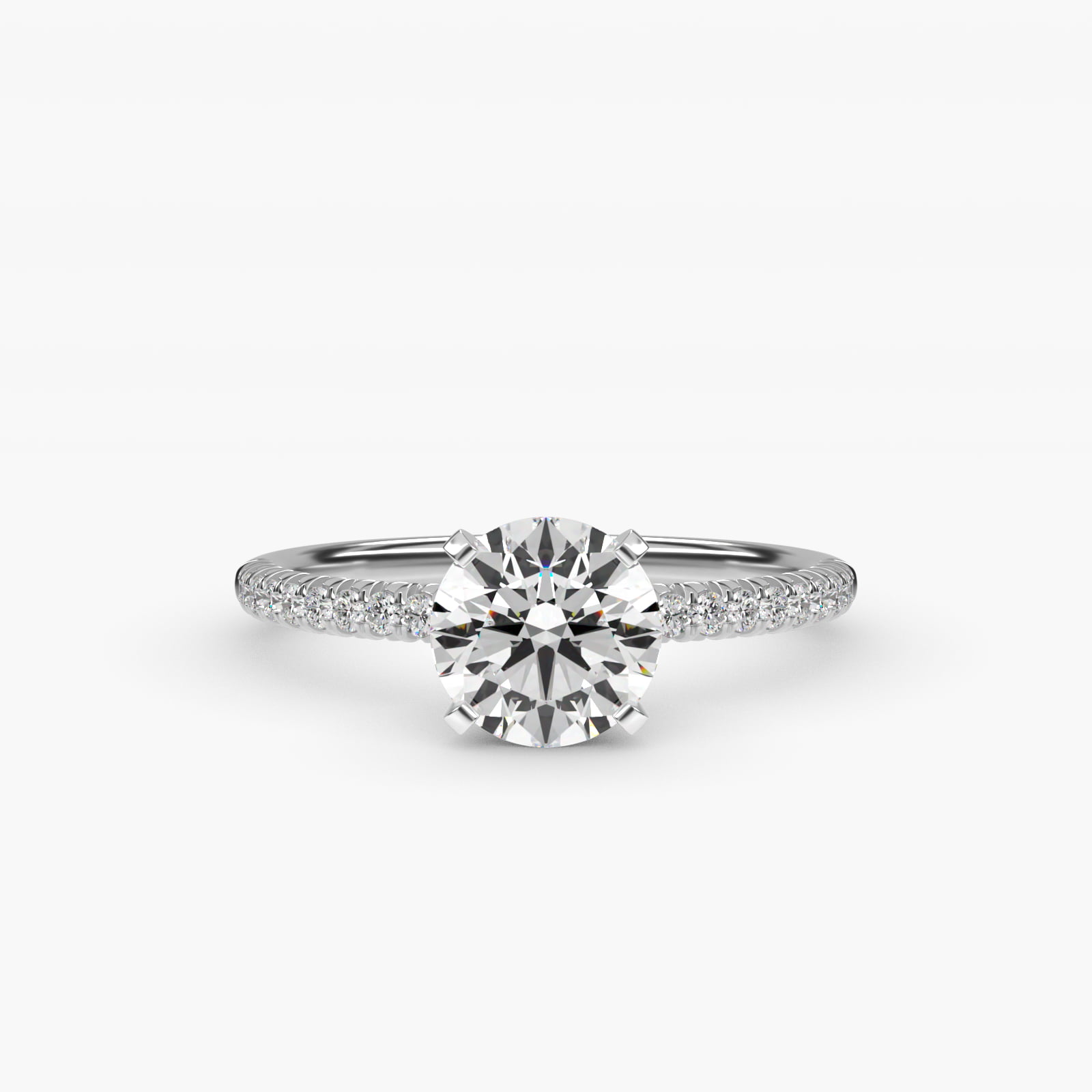 Round Pave 1.5 CT Lab-Grown Engagement Ring in 14K White Gold