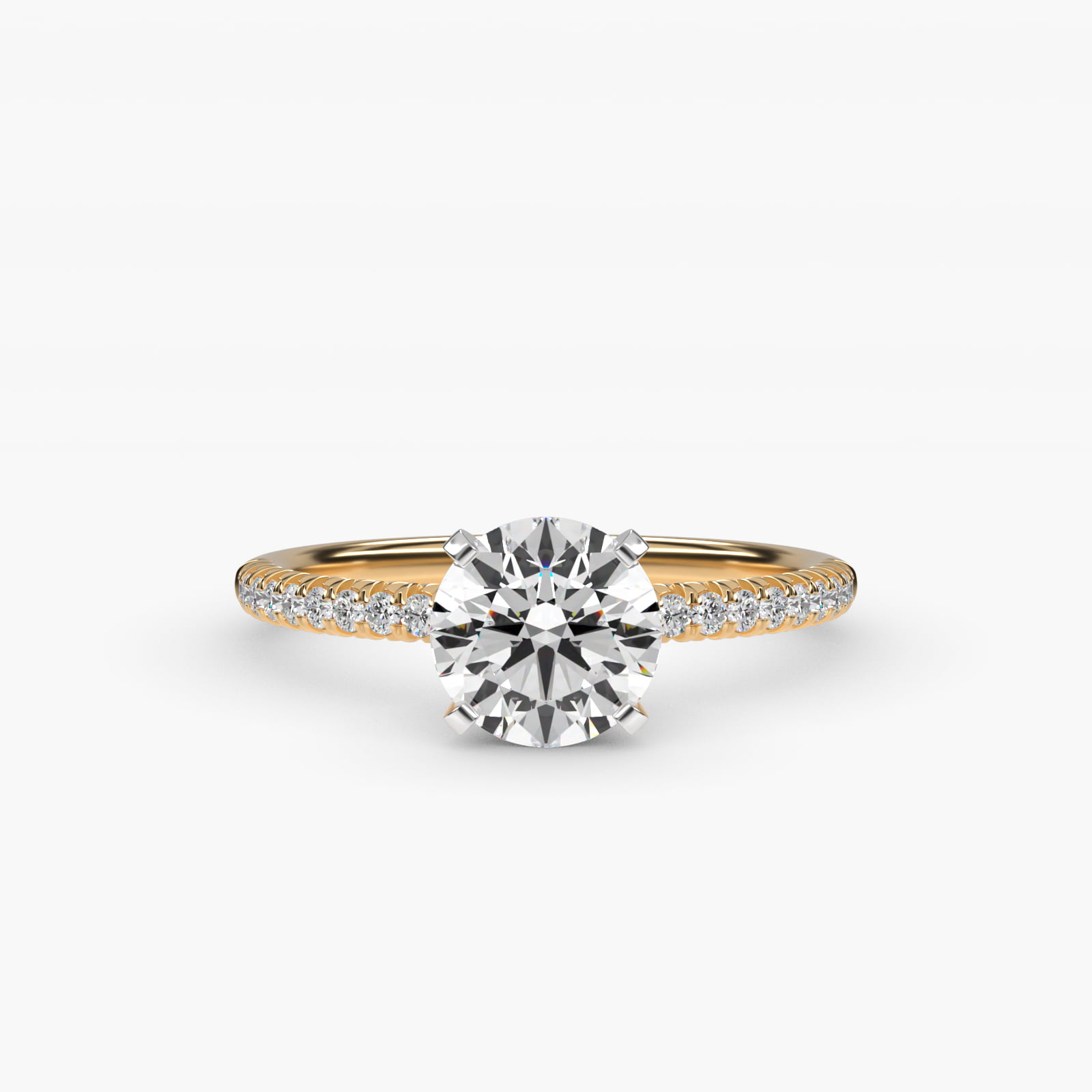 Round Pave 1.5 CT Lab-Grown Engagement Ring in 14K Yellow Gold
