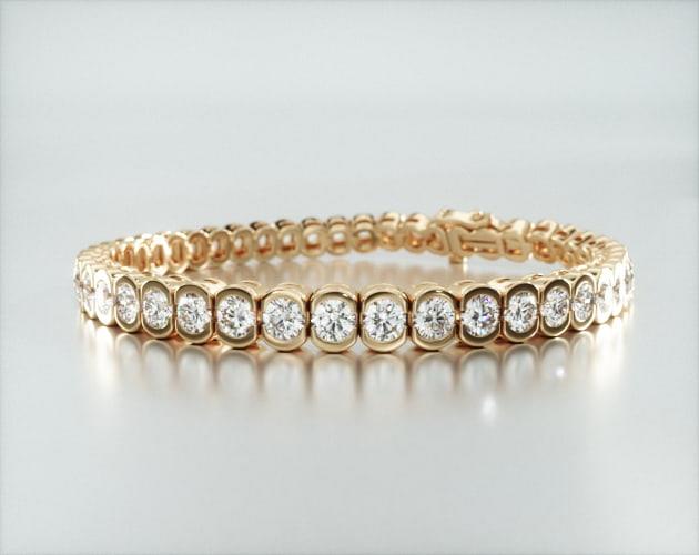 bracelets, tennis bracelets, 14k yellow gold bezel diamond tennis bracelet 8 ctw f g vs1 vs2