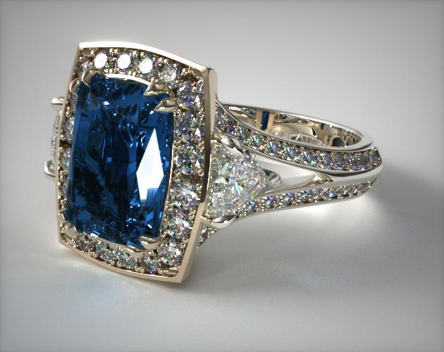 engagement rings, halo, 14k white gold double claw prong  