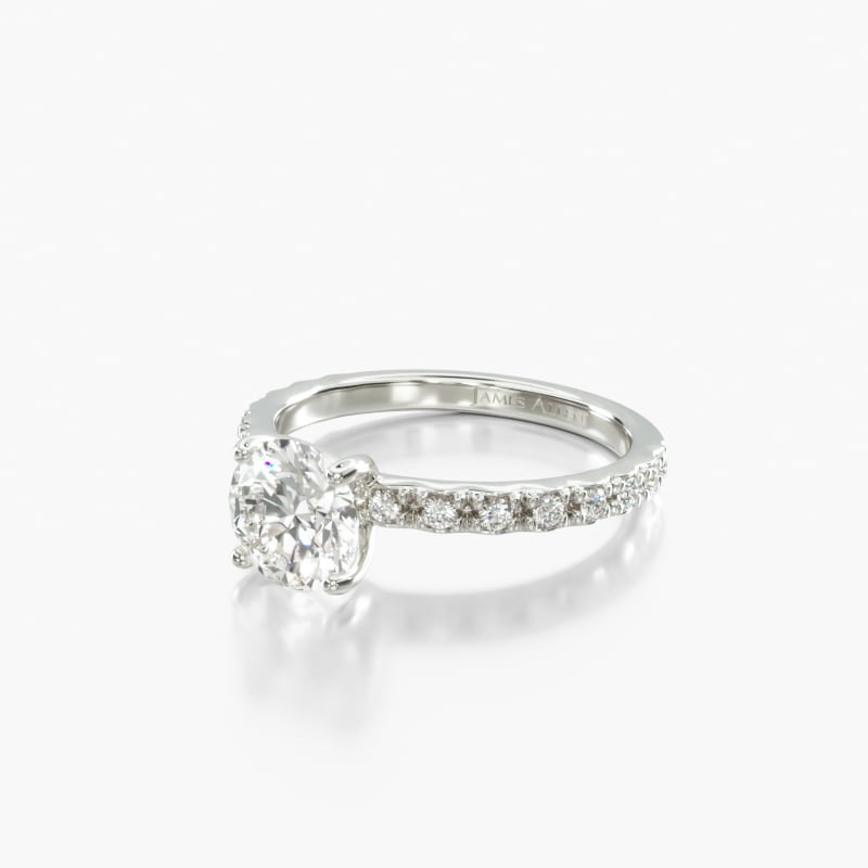 Round Pave 4 CT Engagement Ring in Platinum