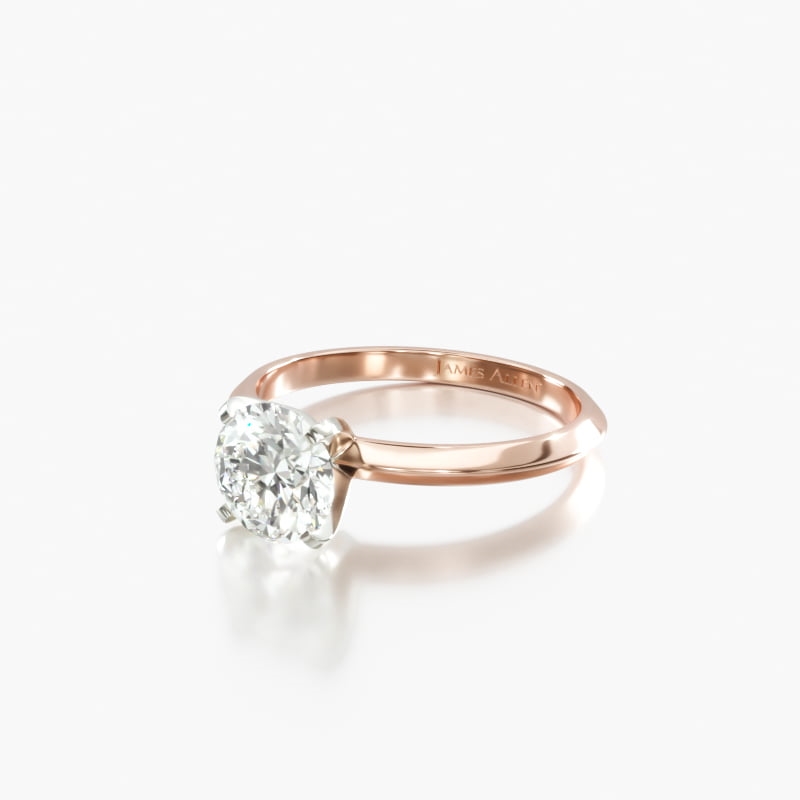 Cushion Solitaire 0.9 CT Engagement Ring in 14K Rose Gold