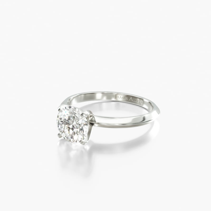 Oval Solitaire 3.02 CT Engagement Ring in 14K White Gold