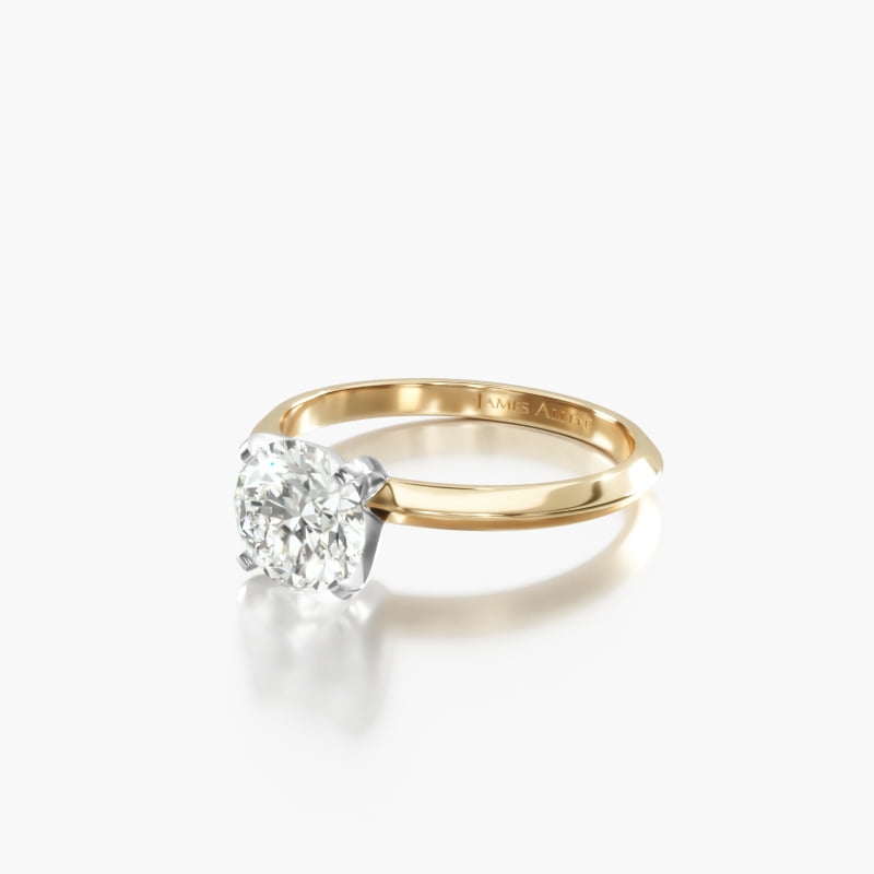 Cushion Solitaire 0.81 CT Engagement Ring in 14K Yellow Gold