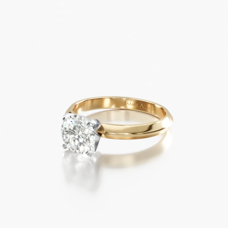 Cushion Solitaire 1.7 CT Engagement Ring in 18K Yellow Gold