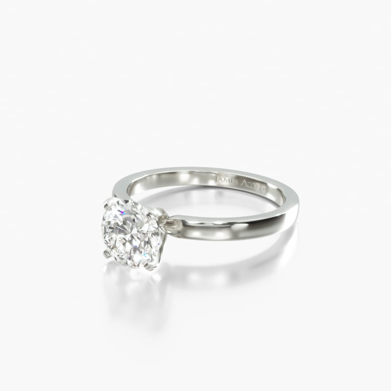 Oval Solitaire 3.01 CT Engagement Ring in 14K White Gold