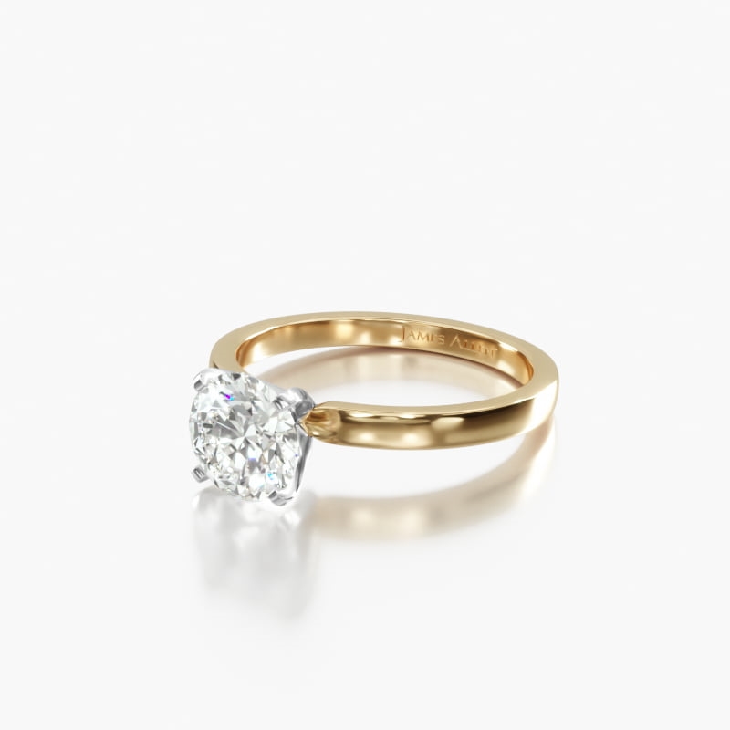 Oval Solitaire 3.01 CT Engagement Ring in 18K Yellow Gold
