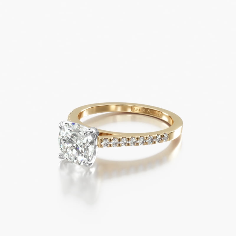Oval Cathedral 1.6 CT Engagement Ring in 14K Yellow Gold