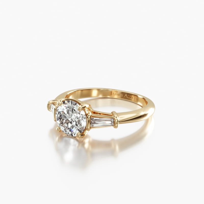 Asscher 1.5 CT Engagement Ring in 18K Yellow Gold
