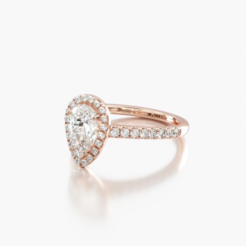 Pear Halo 2.13 CT Engagement Ring in 14K Rose Gold