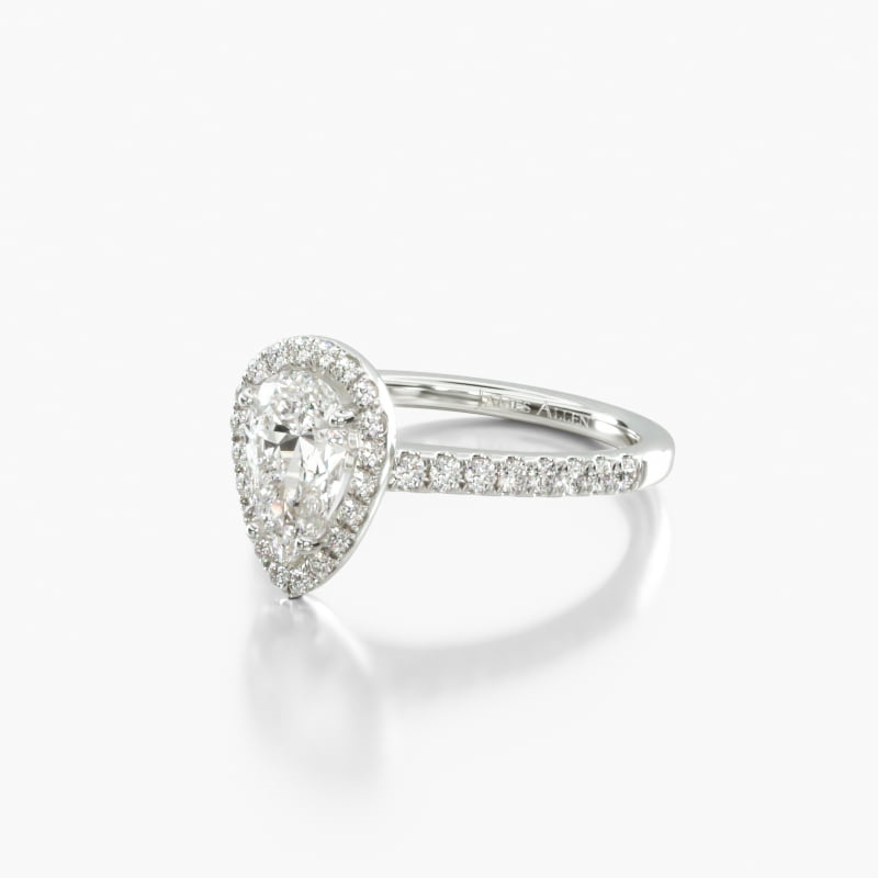 Pear Halo 1.6 CT Engagement Ring in 14K White Gold