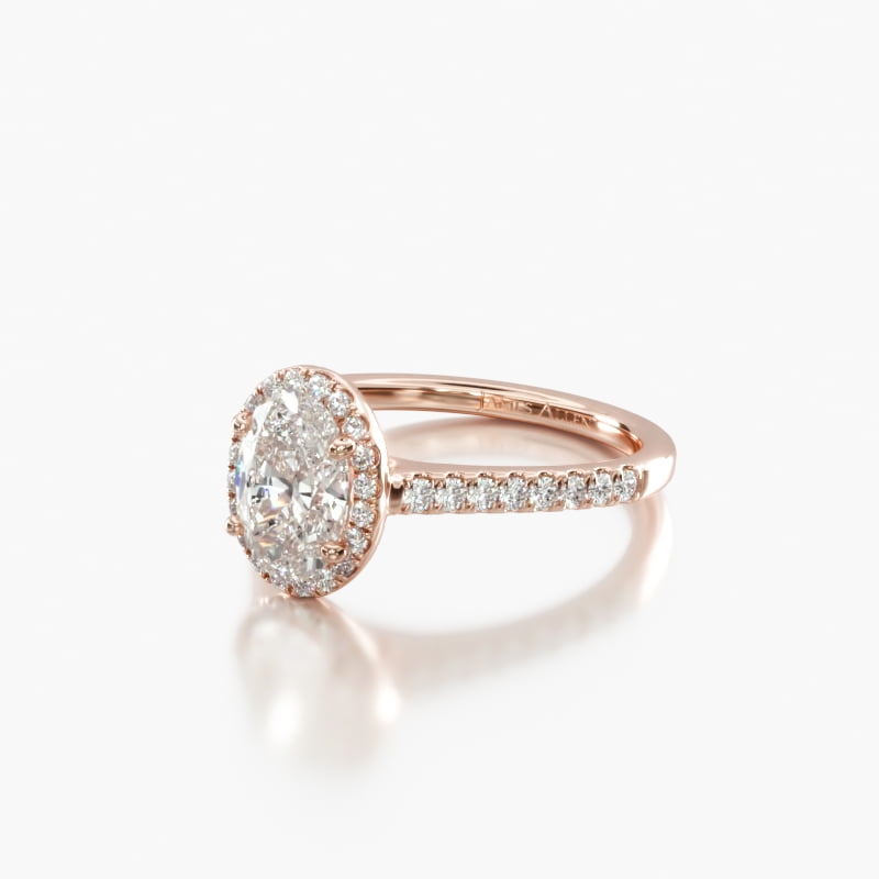 Oval Halo 1.7 CT Engagement Ring in 14K Rose Gold