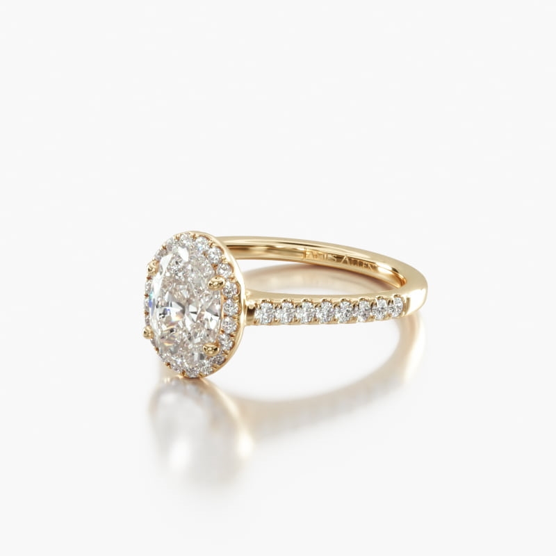 Oval Halo 3.01 CT Engagement Ring in 18K Yellow Gold