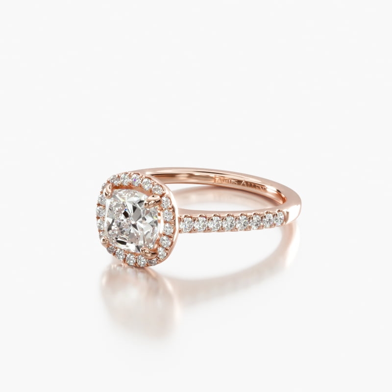Cushion Halo 1.4 CT Engagement Ring in 14K Rose Gold