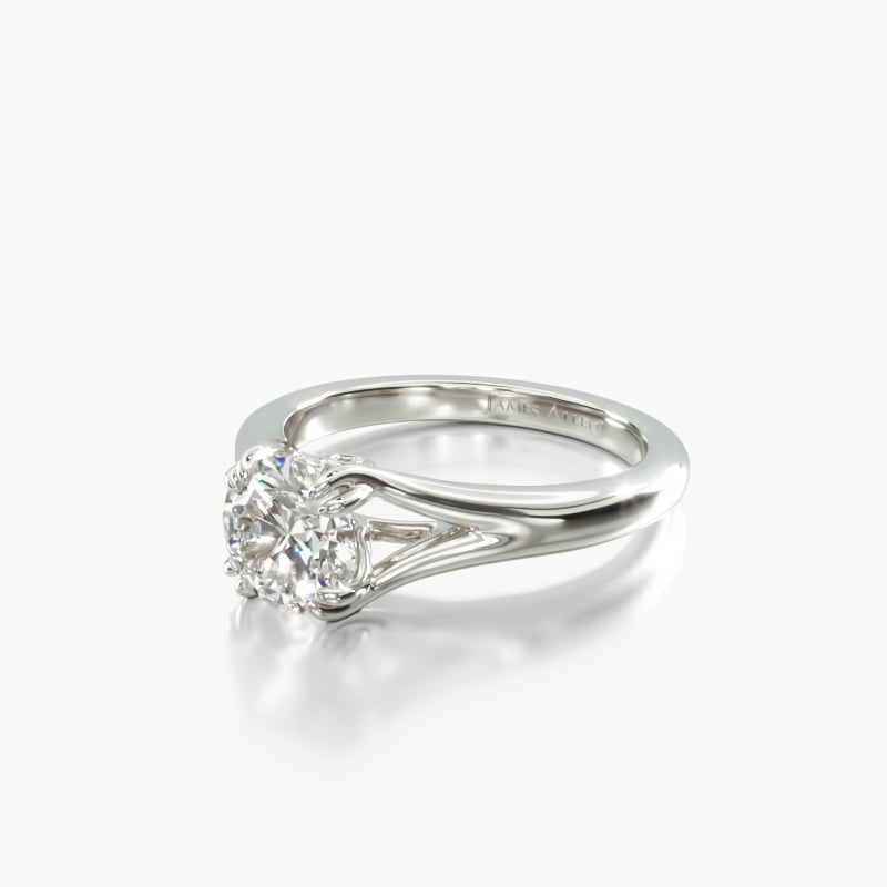 Round Solitaire 0.55 CT Engagement Ring in 14K White Gold