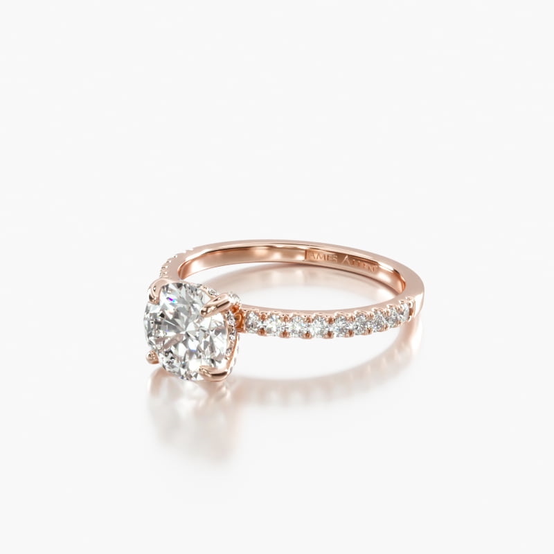 Emerald Pave 2 CT Engagement Ring in 14K Rose Gold