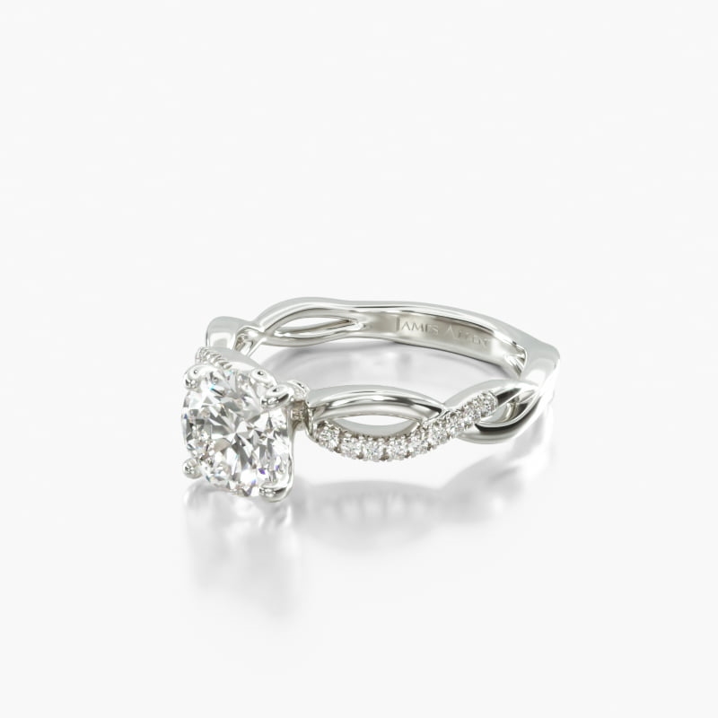 Asscher Infinity Pave 1.51 CT Engagement Ring in 14K White Gold
