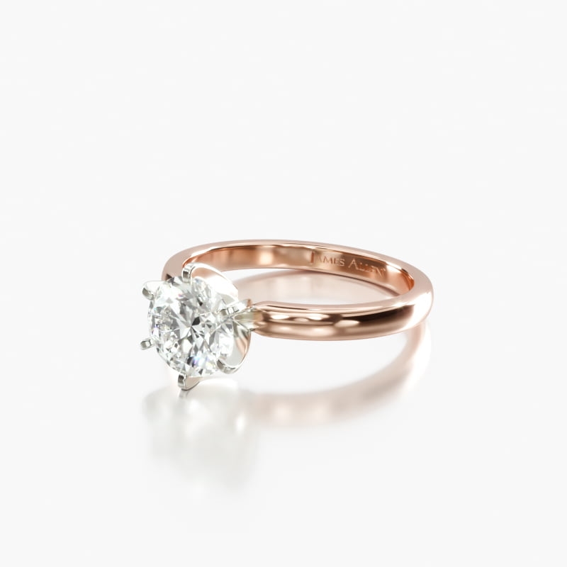 Oval Solitaire 1.7 CT Engagement Ring in 14K Rose Gold