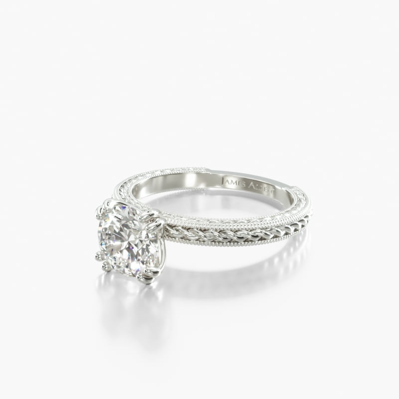 Asscher Solitaire 0.73 CT Engagement Ring in 14K White Gold