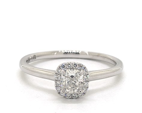 0 50 Carat Cushion Cut Halo Engagement Ring In 14k White Gold