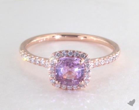 1 25 Carat Pink Sapphire Cushion Cut Halo Engagement Ring In 14k