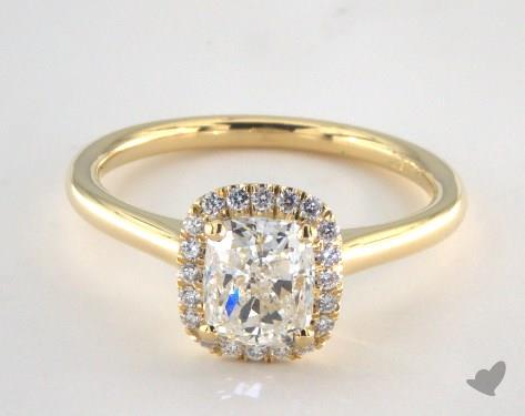1 31 Carat Cushion Cut Halo Engagement Ring In 18k Yellow Gold