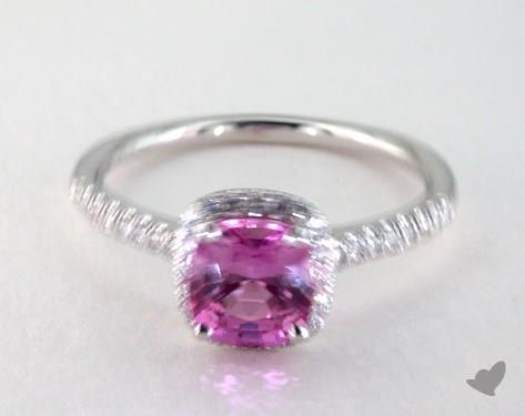 1 56 Carat Pink Sapphire Cushion Cut Halo Engagement Ring In 18k