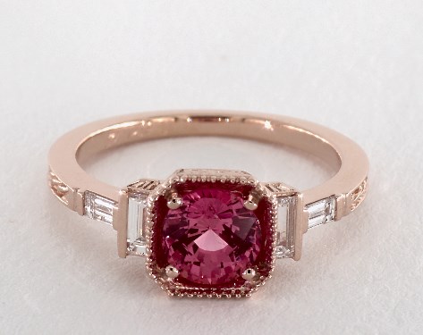 1.27 Carat Pink Sapphire Round Cut Vintage Engagement Ring