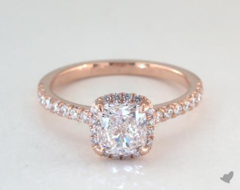 1 03 Carat Cushion Cut Halo Engagement Ring In 14k Rose Gold 1685889