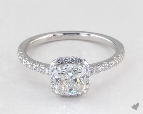 1.13 Carat Cushion Cut Halo Engagement Ring in 14K White Gold - 1689759