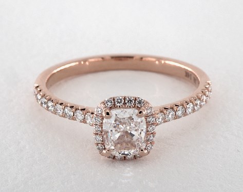 0 93 Carat Cushion Cut Halo Engagement Ring In 14k Rose Gold 1734609