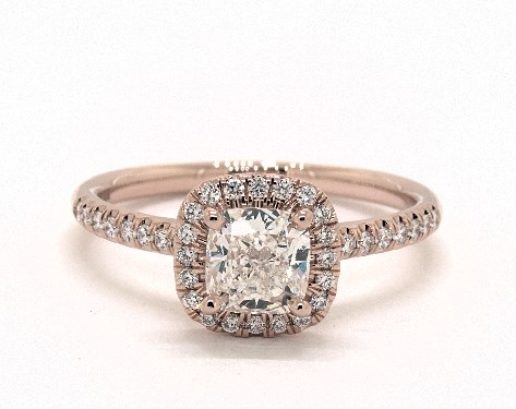 1 01 Carat Cushion Cut Halo Engagement Ring In 14k Rose Gold 1836921