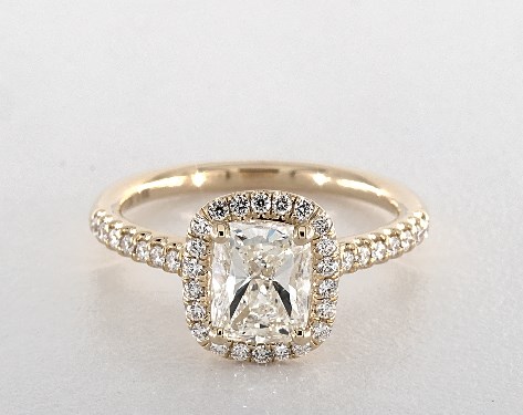 1 24 Carat Cushion Modified Cut Halo Engagement Ring In 14k Yellow