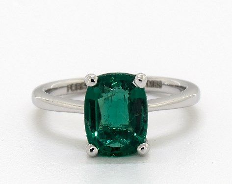 1 94 Carat Green Emerald Cushion Cut Solitaire Engagement Ring In