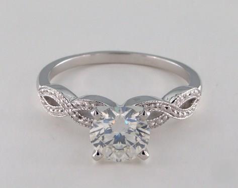 1.51ct Round, Milgrain Twist Diamond Engagement Ring in 4mm Platinum by James Allen