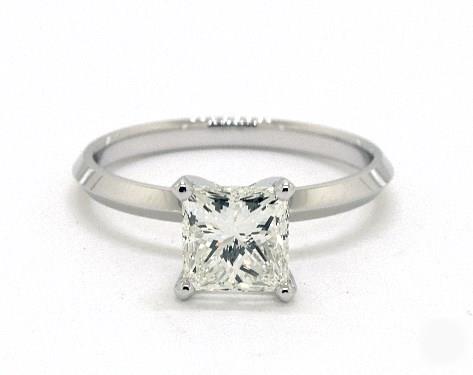 .92ct Princess, Knife-Edge Classic 4-Prong Engagement Ring in 2mm 14K White Gold