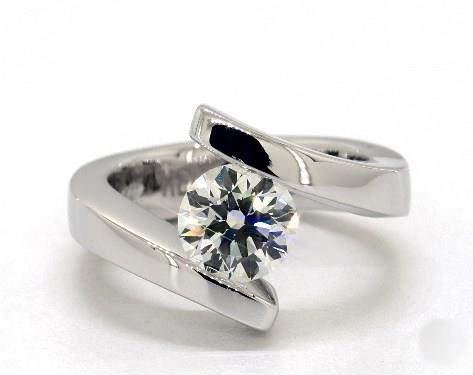 1.50ct Round, Bold Spiral Tension Set Floating Diamond Diamond Engagement Ring in 4mm Platinum by James Allen